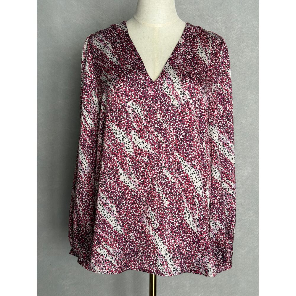 Boss Orange Baria Top Long Sleeve V-Neck Pink Women's Large NEW